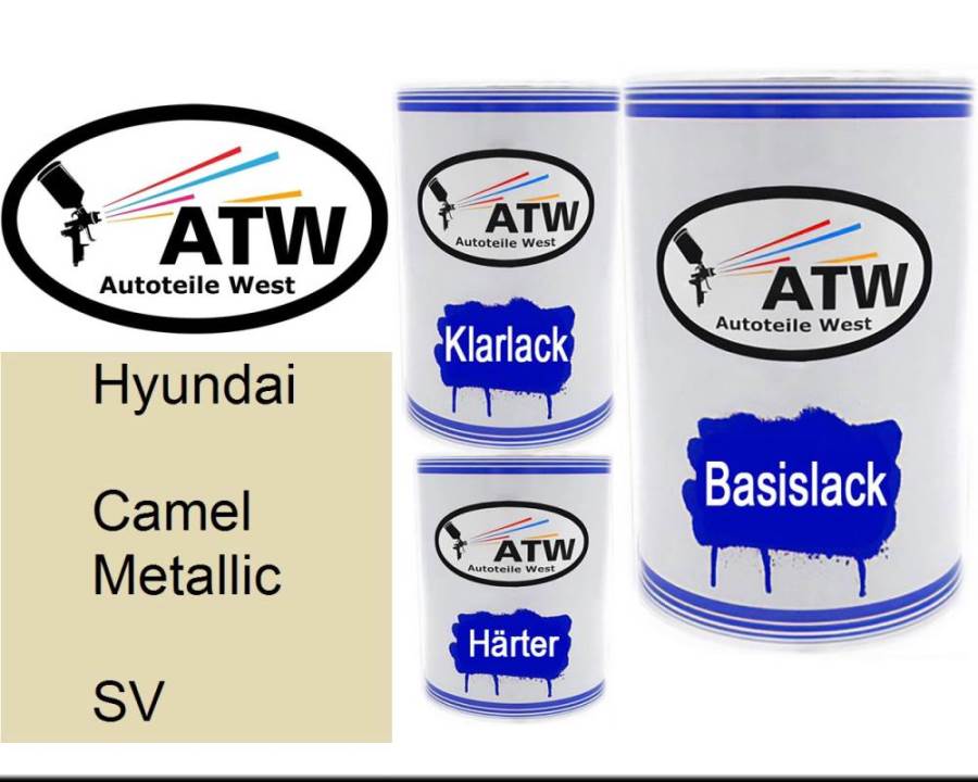 Hyundai, Camel Metallic, SV: 500ml Lackdose + 500ml Klarlack + 250ml Härter - Set, von ATW Autoteile West.